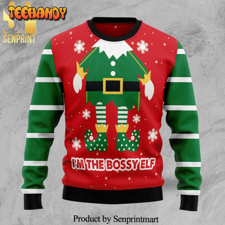 Bossy Elf Knitted Ugly Xmas Sweater