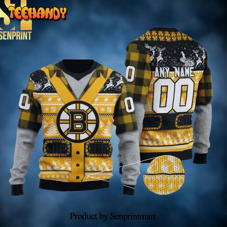 Boston Bruins Personalized 3D Printed Ugly Xmas Sweater