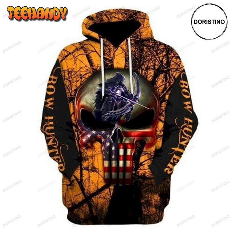 Bow Hunter Skull Awesome Pullover 3D Hoodie