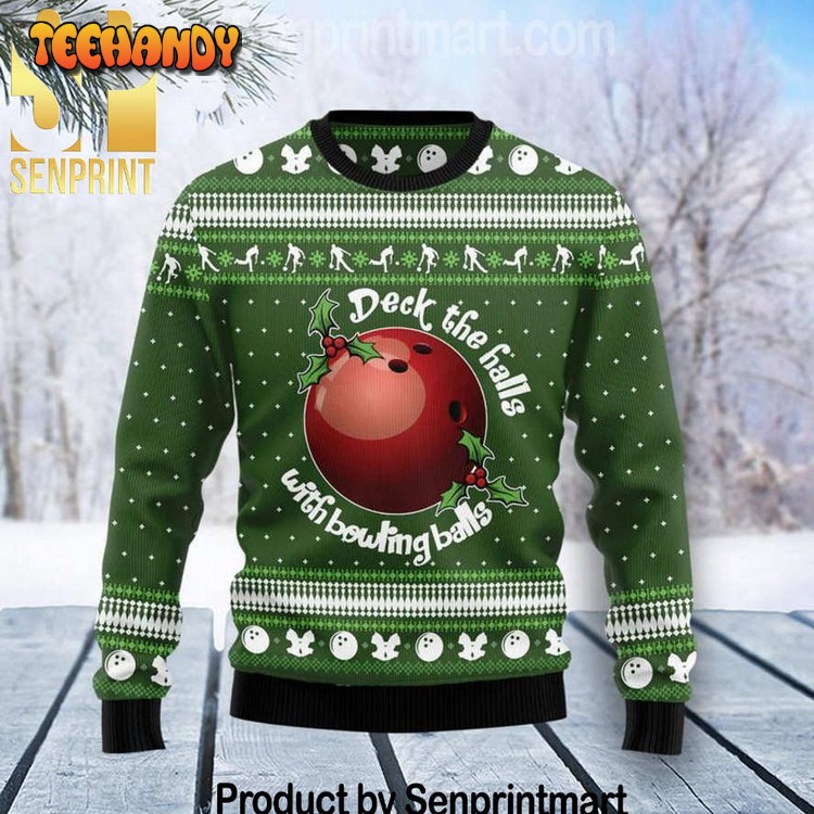 Bowling Ball Xmas Gifts Wool Knitted Ugly Xmas Sweater