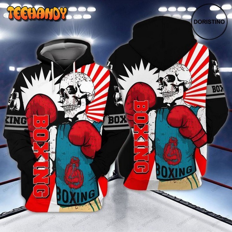 Boxing Skull All Over Print Pullover 3D Hoodie