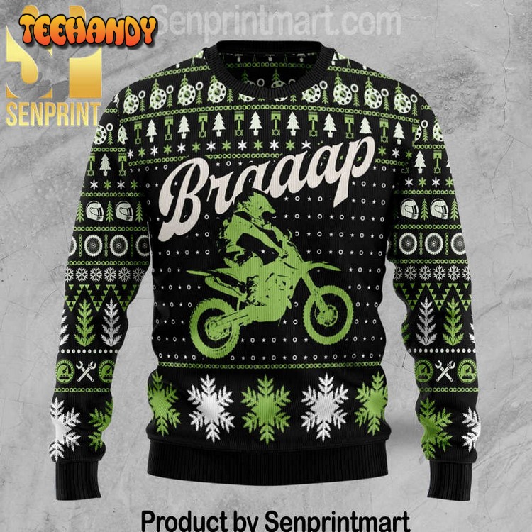 Braaap Moto Holiday Gifts Wool Knitting Ugly Xmas Sweater