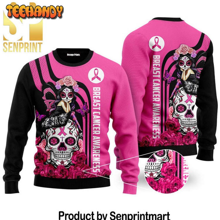 Breast Cancer Awareness Full Printed Ugly Xmas Sweater