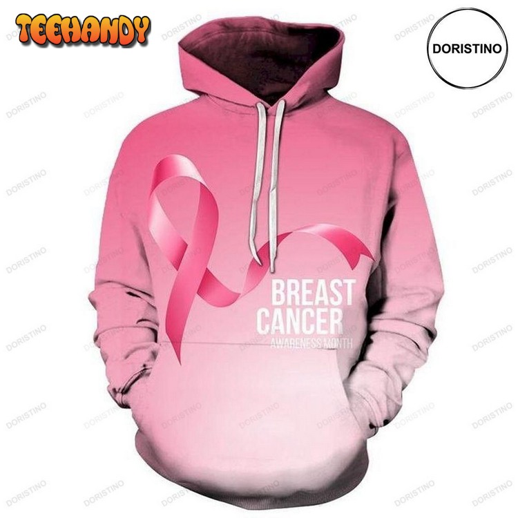 Breast Cancer Awareness Month Ombre Pink Pullover 3D Hoodie