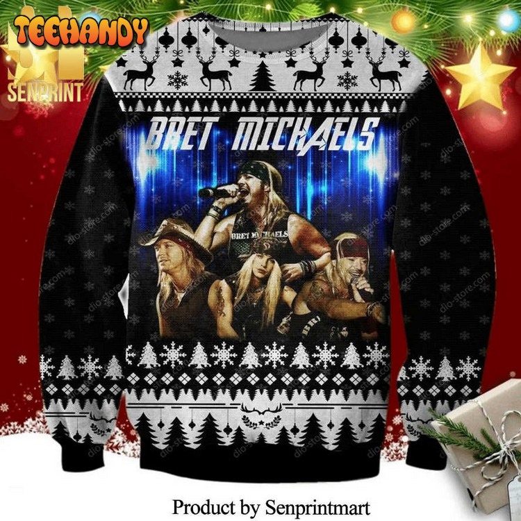 Bret Michaels Poison Poster Knitted Ugly Xmas Sweater
