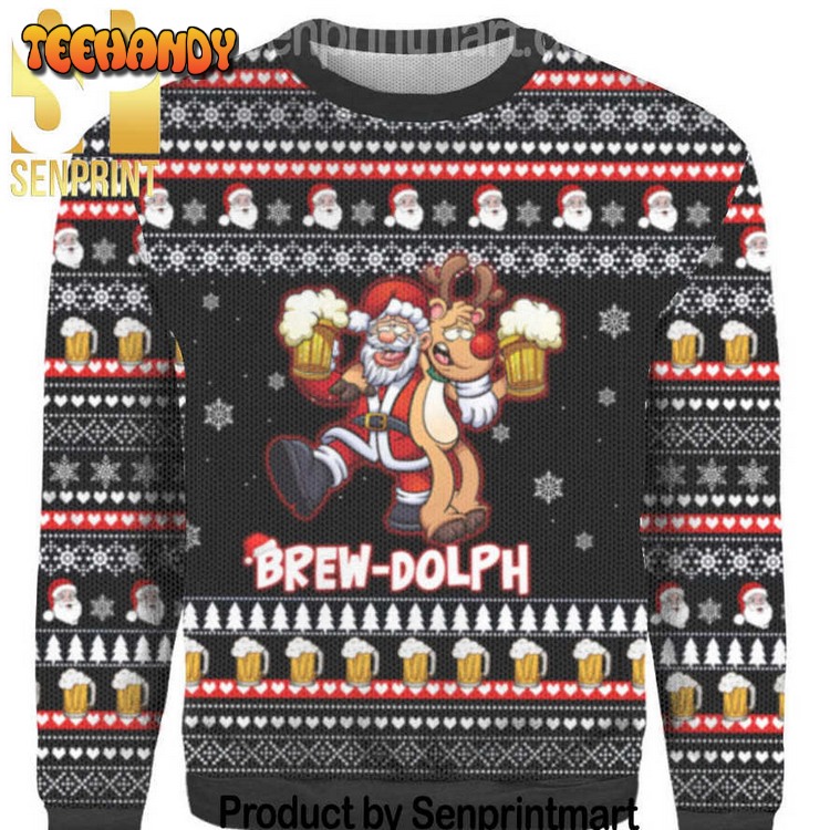 Brewdolph Reindeer Chirtmas Gifts Full Printing Ugly Xmas Sweater