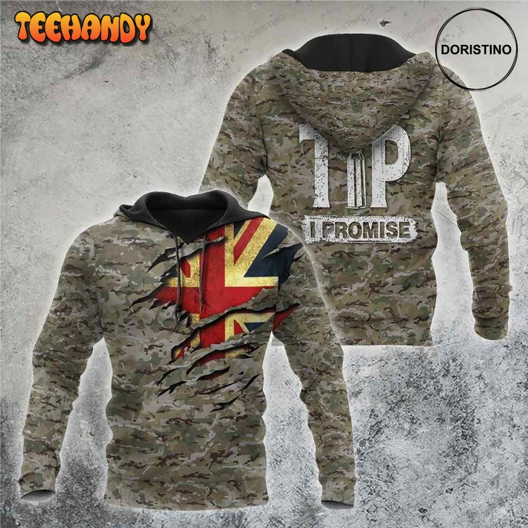 British Camo Just The Tip I Promise All Over Print Pullover 3D Hoodie