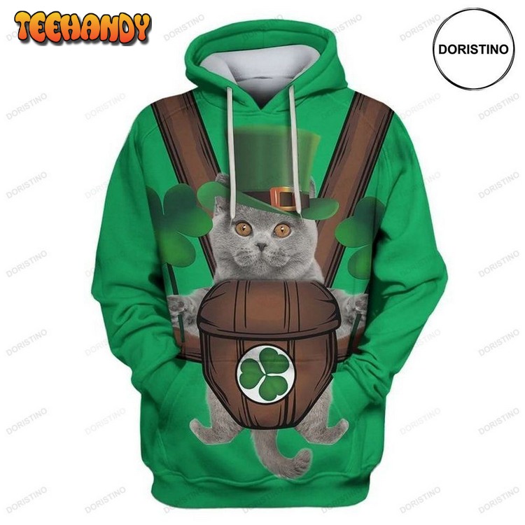 British Shorthair Cat Saint Patricks Day Limited Edition Pullover 3D Hoodie