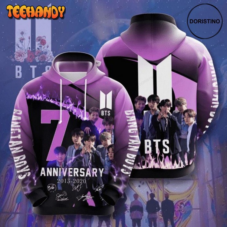 Bts Bangtan Boys 7th Anniversary 2013 2021 Signature Design Pullover 3D Hoodie