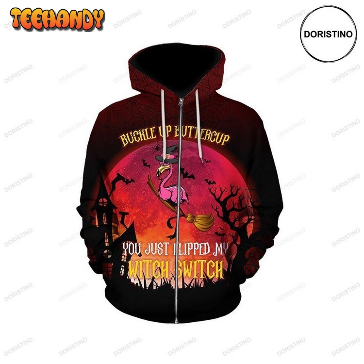 Buckle Up Buttercup Flamingo Halloween Awesome Pullover 3D Hoodie