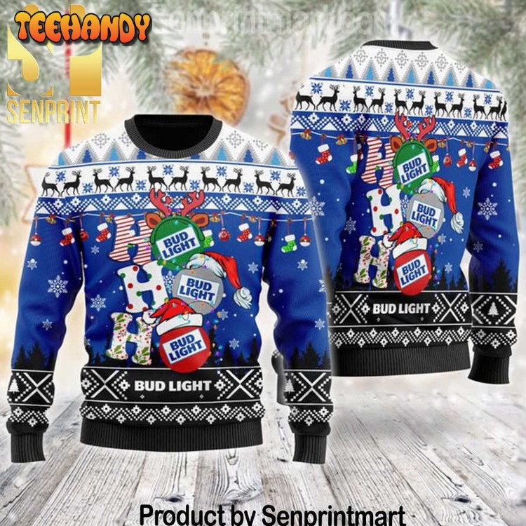 Bud Light Ho Ho Ho All Over Printed Ugly Xmas Sweater