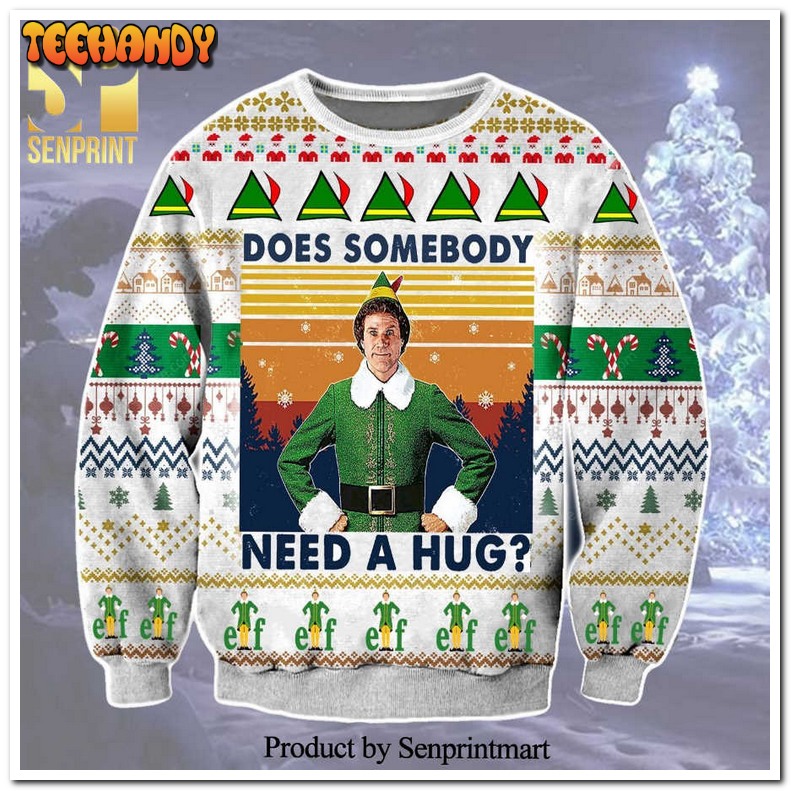 Buddy The Elf Does Somebody Need A Hug Knitted Ugly Xmas Sweater