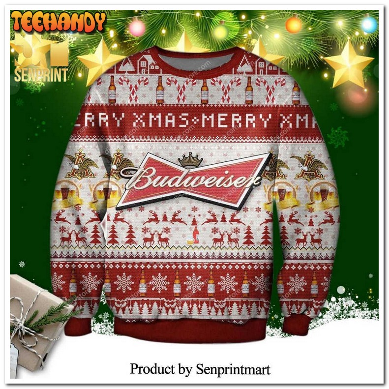 Budweiser Beer Merry Xmas Knitted Ugly Xmas Sweater