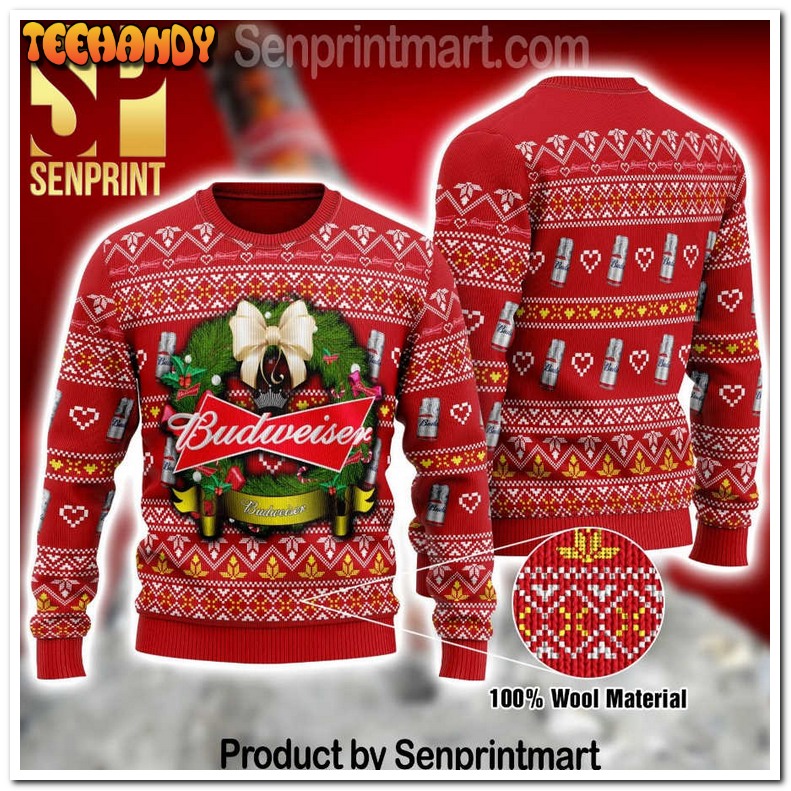 Budweiser Xmas Gifts Full Printed Knitting Pattern Ugly Xmas Sweater