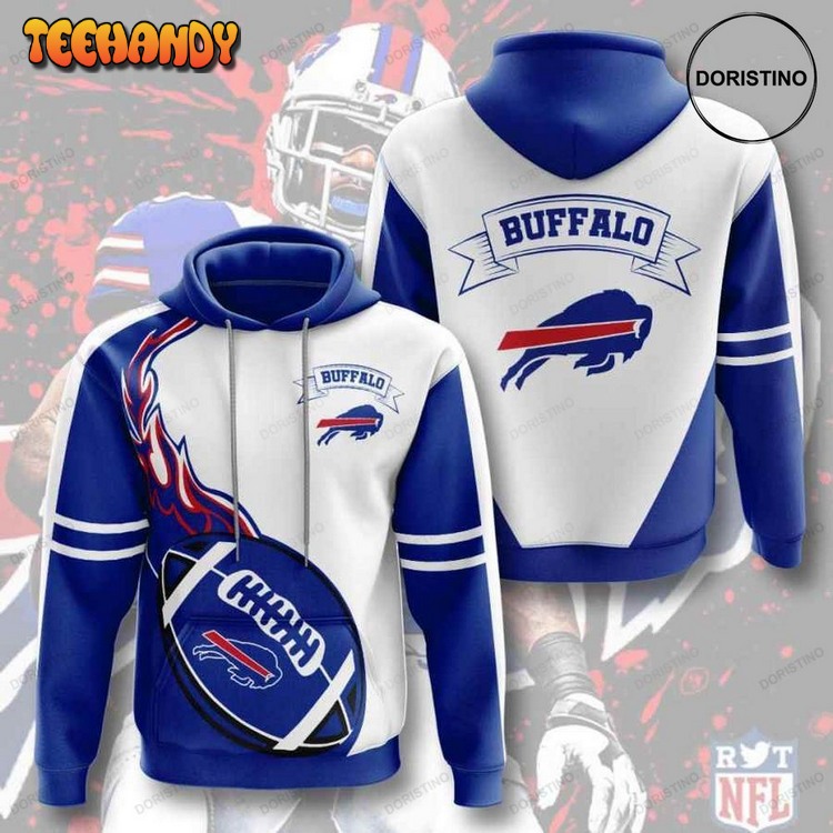 Buffalo Bills Blue And White Awesome Pullover 3D Hoodie