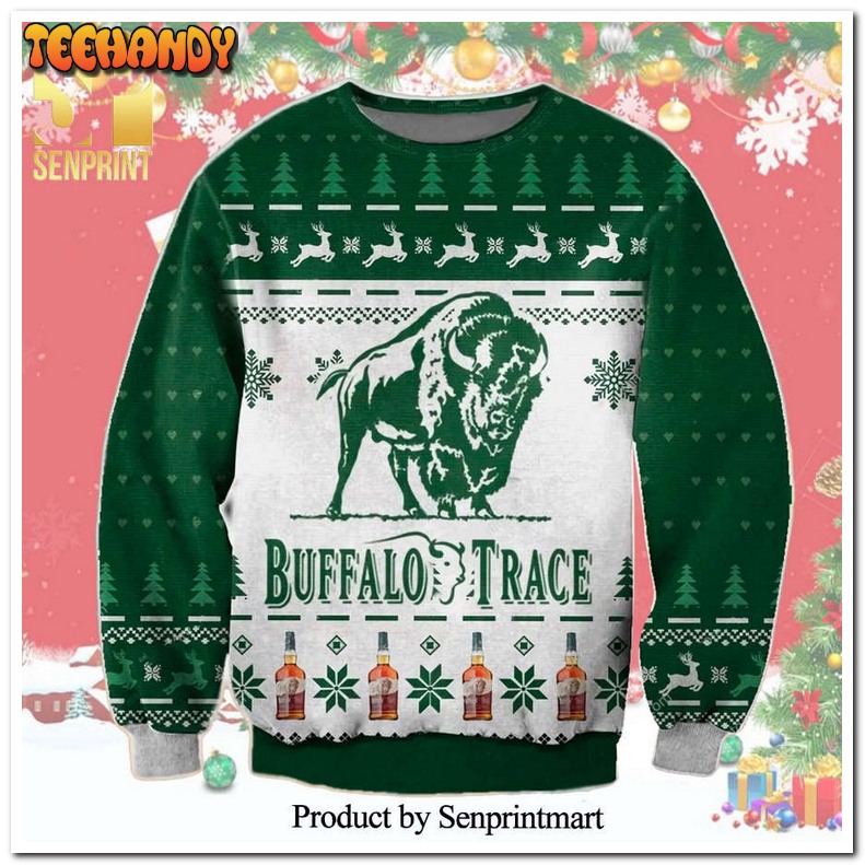 Buffalo Trace Bourbon Green Knitted Ugly Xmas Sweater