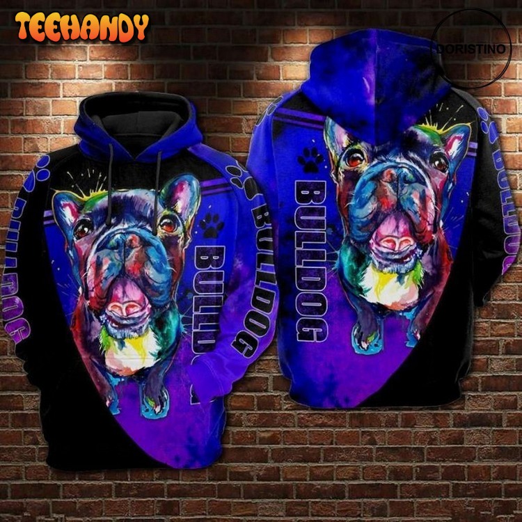 Bulldog All Over Print Pullover 3D Hoodie