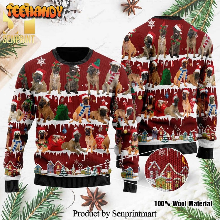 Bullmastiff Pattern Knitted Ugly Xmas Sweater