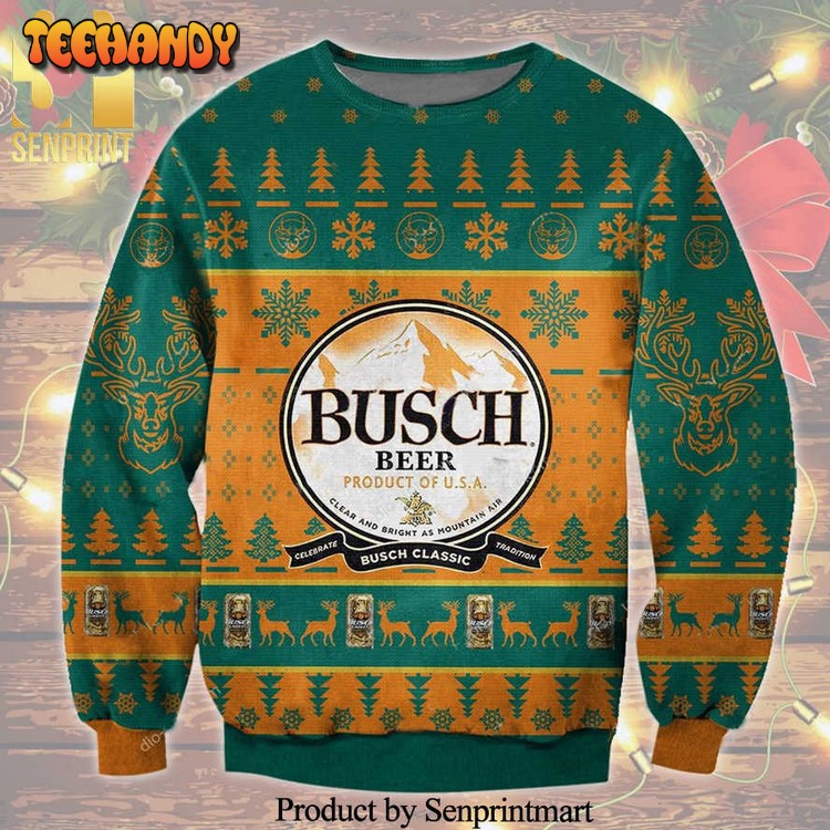 Busch Beer Product Of USA Knitted Ugly Xmas Sweater