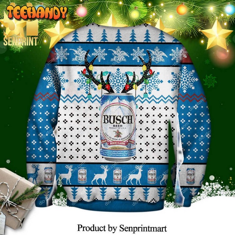 Busch Beer Reindeer Knitted Ugly Xmas Sweater