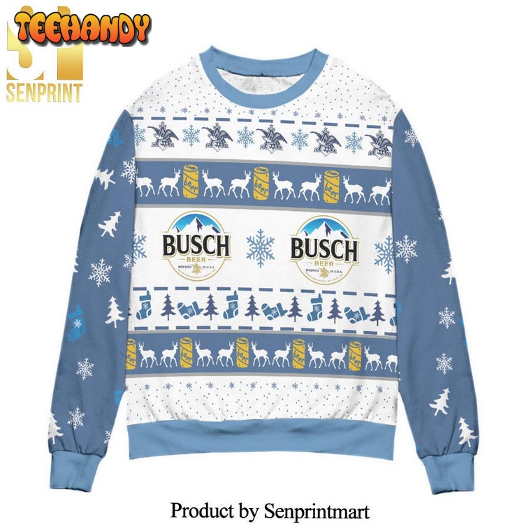 Busch Beer Snowflake And Socks Pattern Knitted Ugly Xmas Sweater