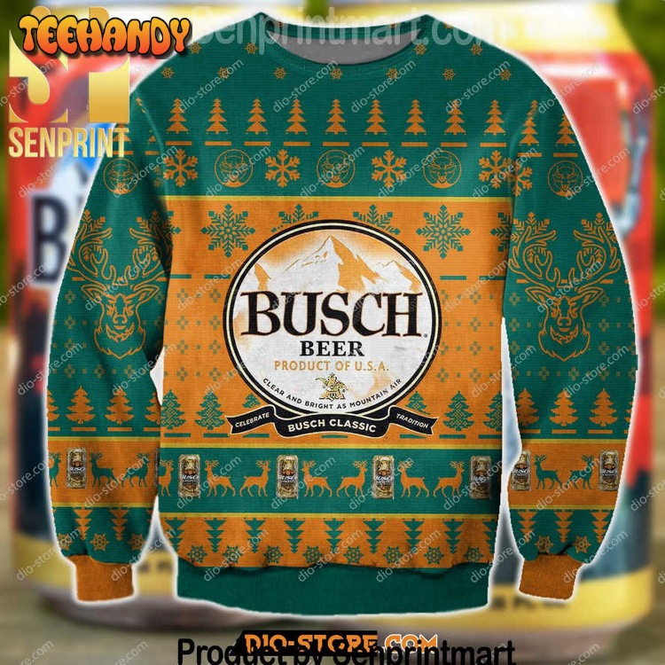 Busch Buck Hunter Gift Ideas Wool Knitted Pattern Ugly Xmas Sweater