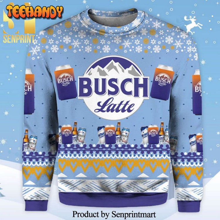 Busch Latte Blue Knitted Ugly Xmas Sweater