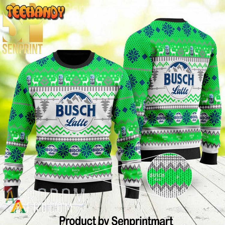 Busch Latte Xmas Gifts Full Printed Wool Ugly Xmas Sweater