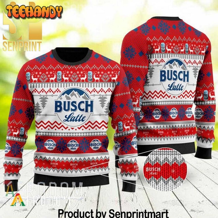 Busch Latte Xmas Time All Over Printed Knitted Ugly Xmas Sweater