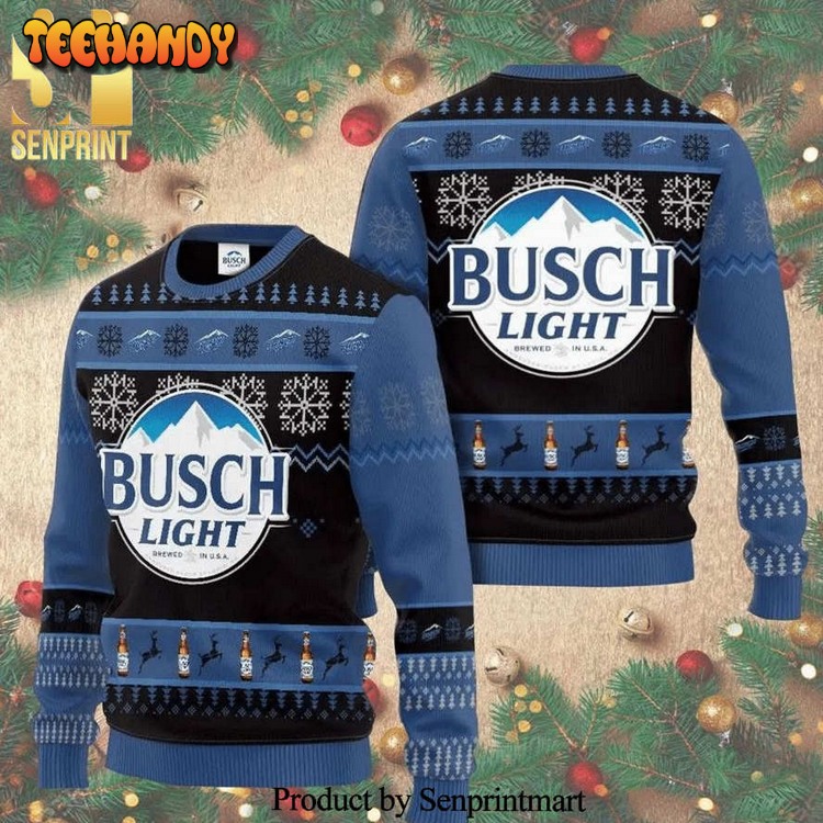 Busch Light Beer Alcohol Knitted Ugly Ugly Xmas Sweater