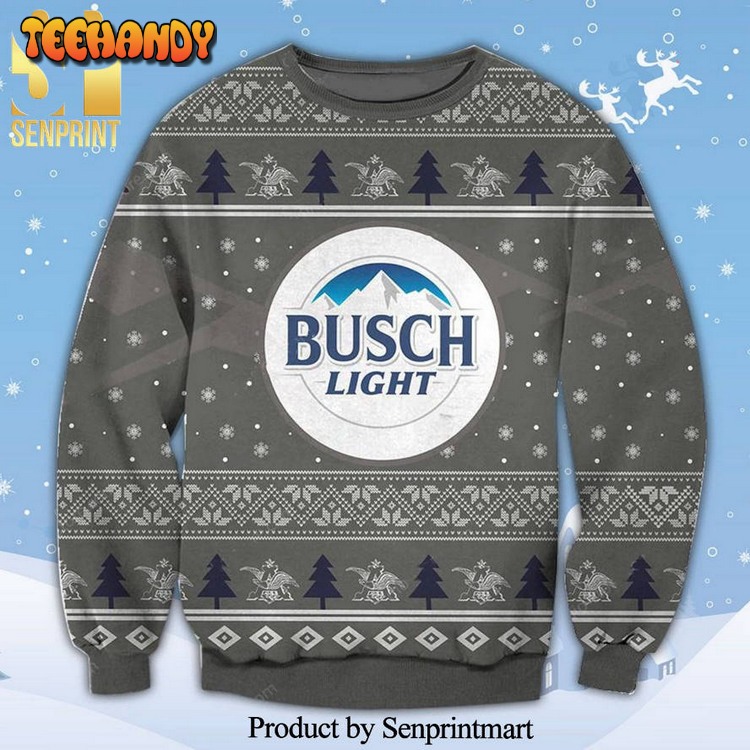 Busch Light Beer Gray Knitted Ugly Xmas Sweater