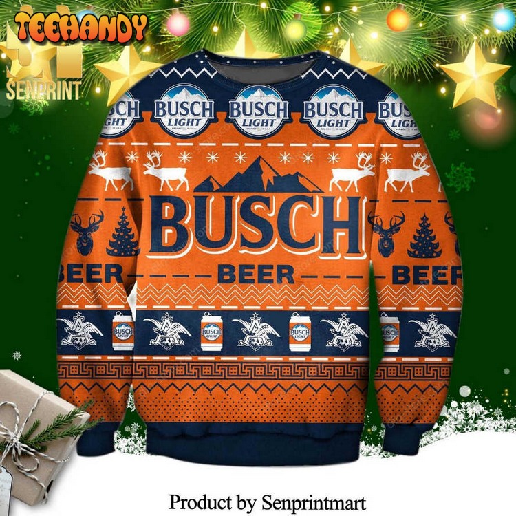 Busch Light Beer Logo Knitted Ugly Xmas Sweater