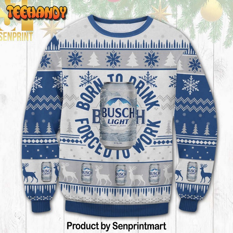 Busch Light Born To Drink For Christmas Gifts Ugly Xmas Sweater