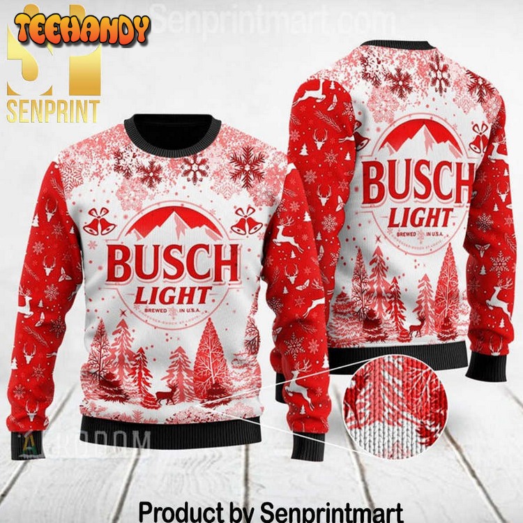 Busch Light Gift Ideas Wool Knitted Pattern Ugly Xmas Sweater