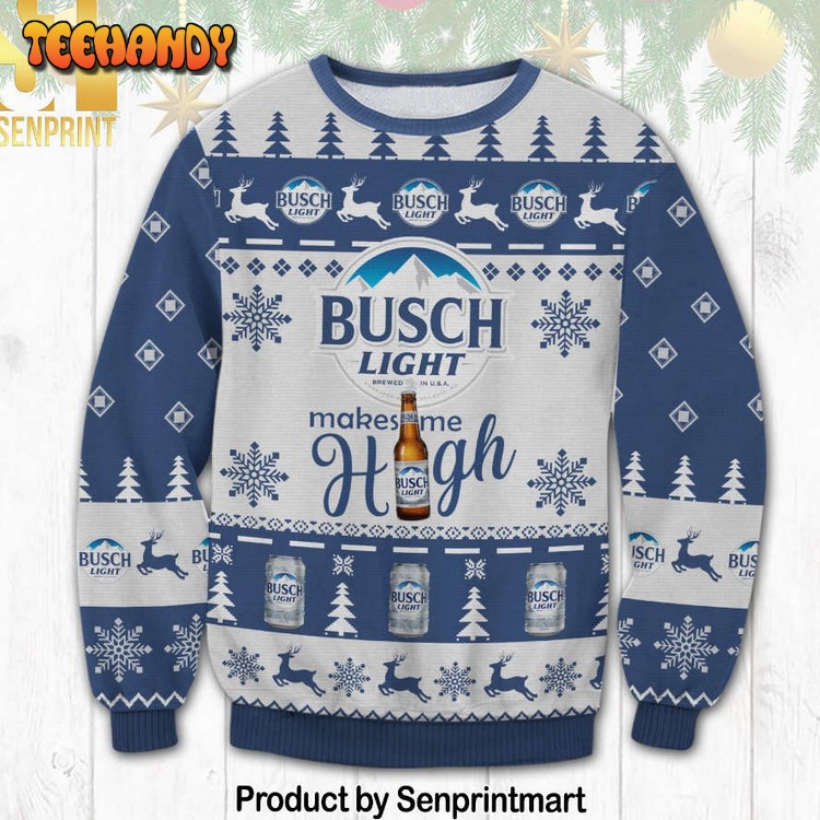 Busch Light Make Me High 3D Printed Ugly Xmas Sweater