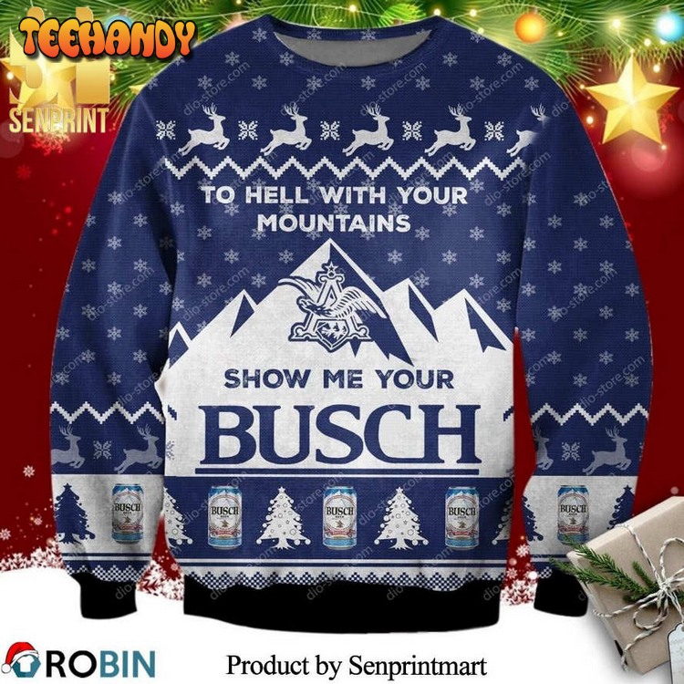 Busch Light Show Me Knitted Ugly Xmas Sweater