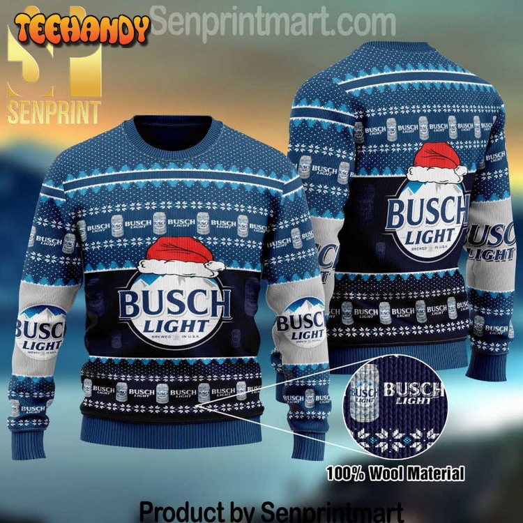 Busch Light Xmas Time All Over Printed Wool Ugly Xmas Sweater