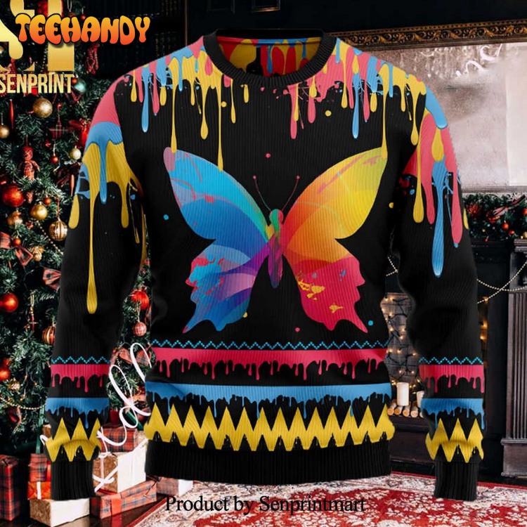 Butterfly Colorful Beauty Ugly Xmas Sweater