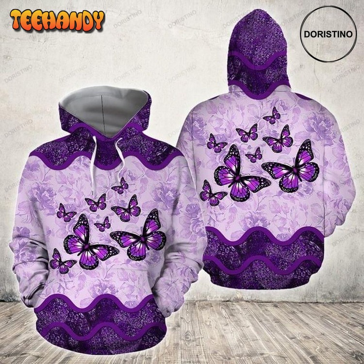 Butterfly Purple Full Ing Limited Edition Pullover 3D Hoodie