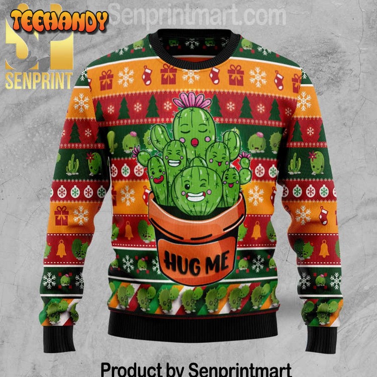 Cactus Hug Me Chirtmas Time 3D Ugly Xmas Sweater