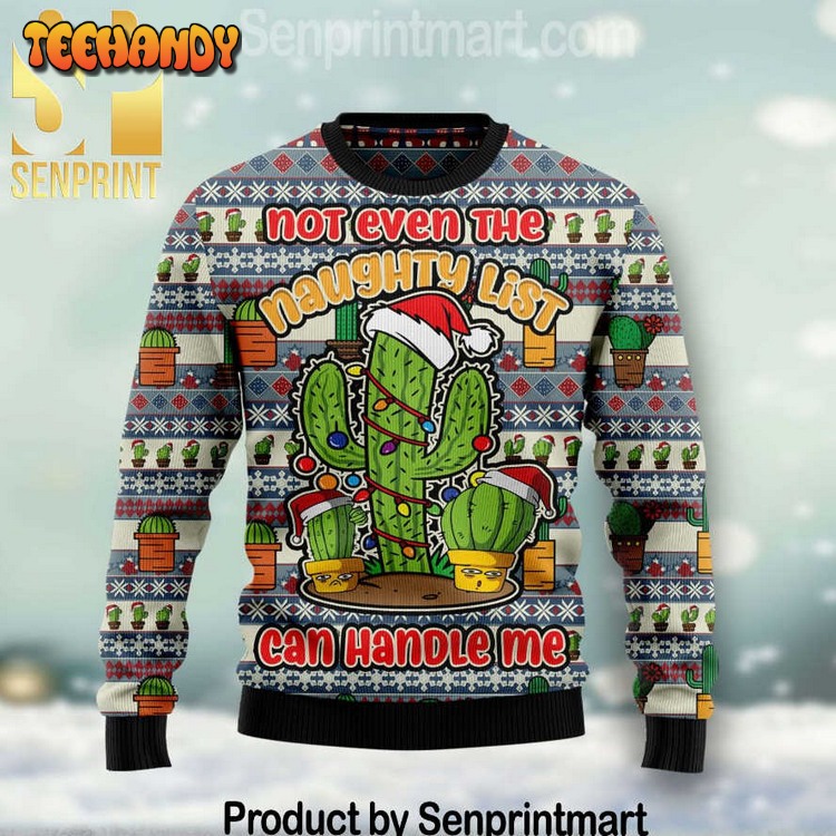 Cactus Not Even The Naughty List Wool Blend Ugly Xmas Sweater