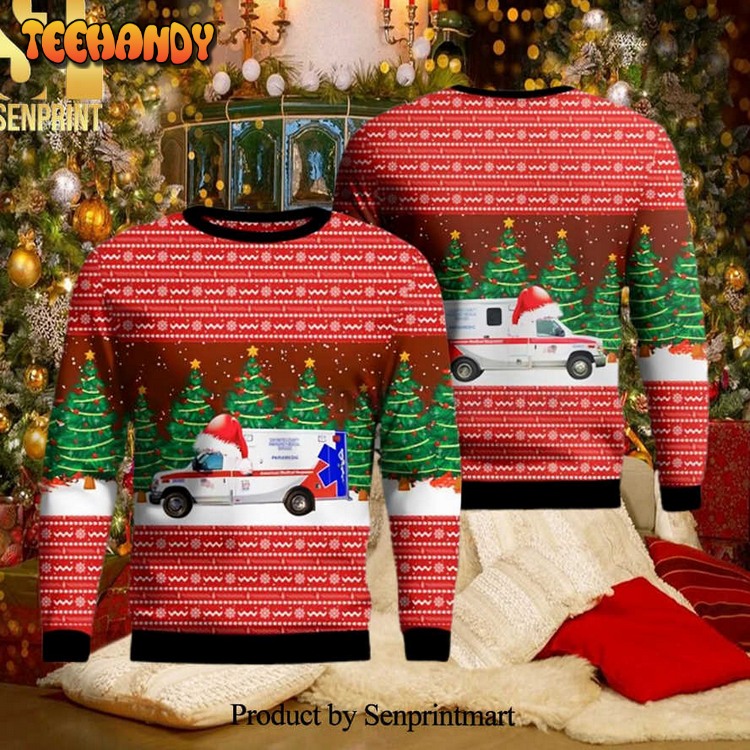 California AMR San Mateo County EMS 3D Printed Ugly Xmas Sweater