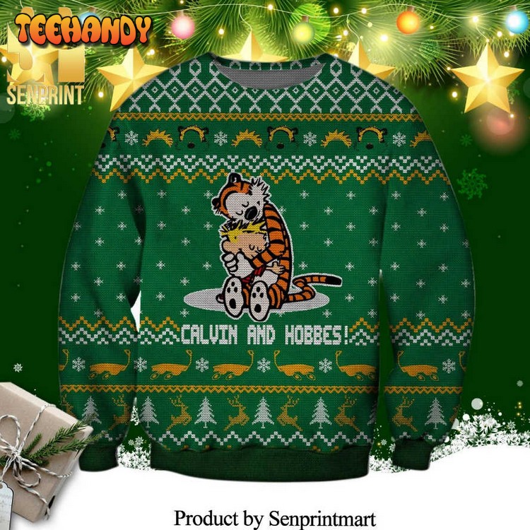 Calvin And Hobbes Daily Comic Strip Knitted Ugly Xmas Sweater