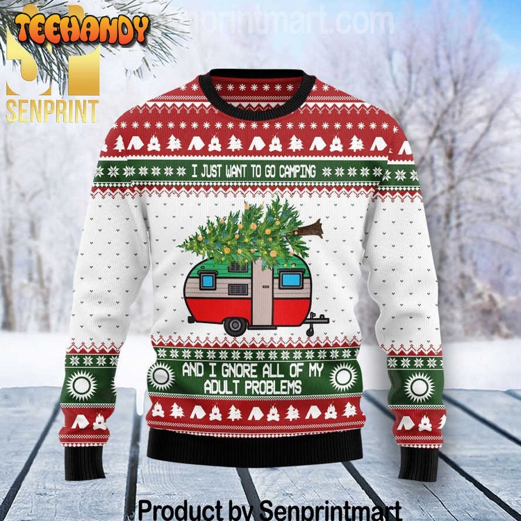 Camping Christmas Chirtmas Gifts Wool Ugly Xmas Sweater