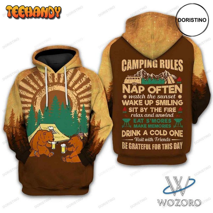 Camping Rules All Over Print Pullover 3D Hoodie