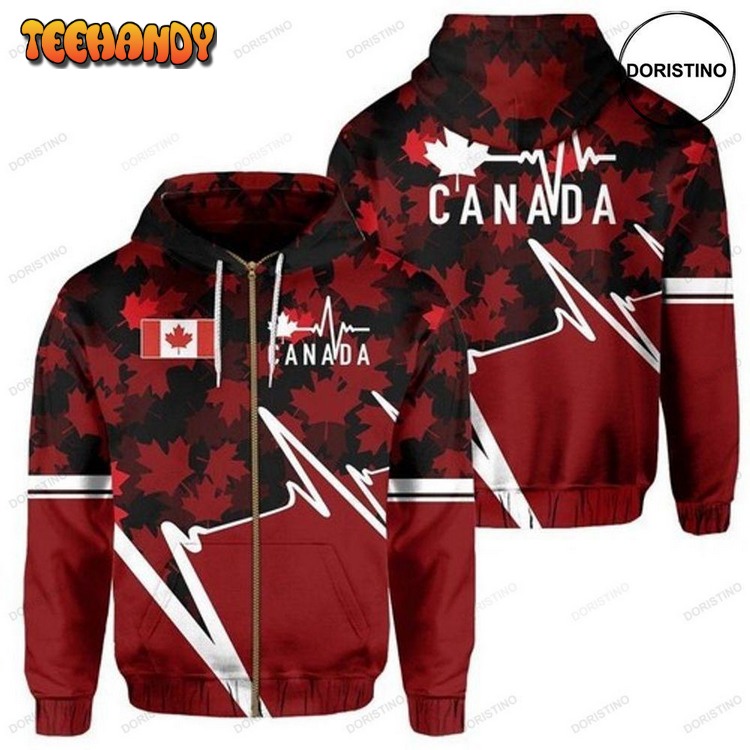 Canada Lovers Pulse Awesome Pullover 3D Hoodie