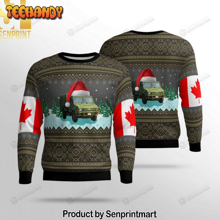 Canadian Army Lsvw Military Truck Knitting Pattern 3D Print Ugly Xmas Sweater