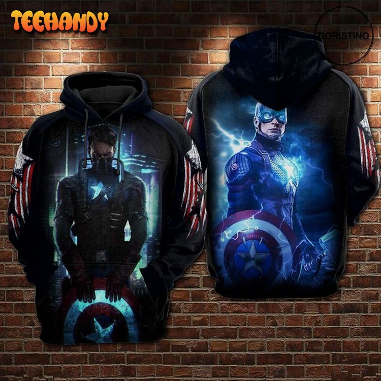 Captain America Avengers Marvel Art Pullover 3D Hoodie