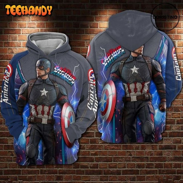 Captain America Avengers Marvel Awesome Pullover 3D Hoodie