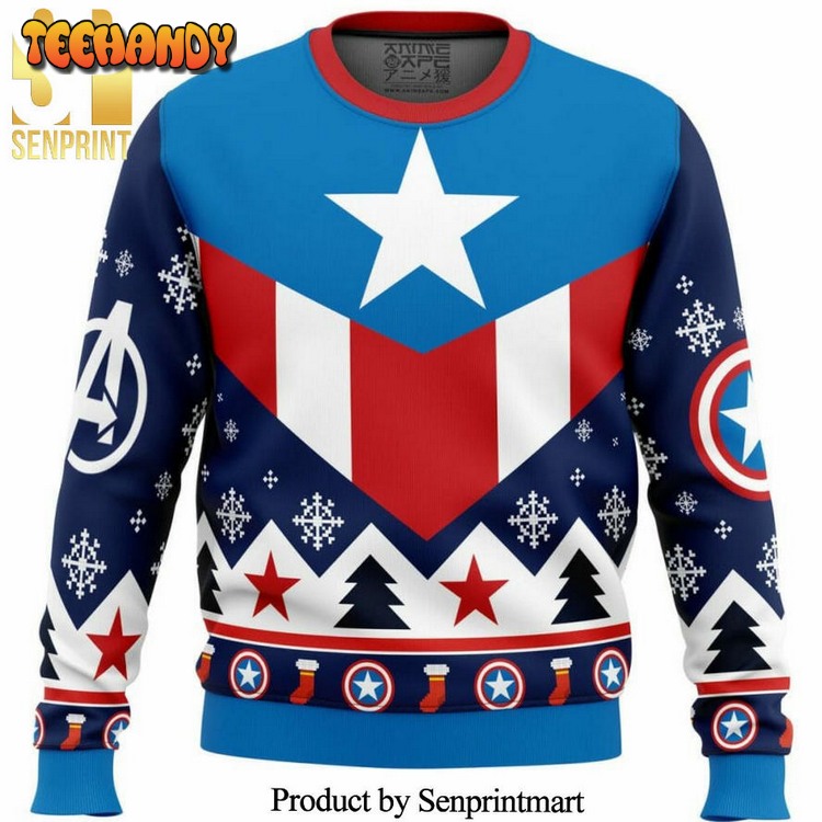 Captain America Costume Marvel Knitted Ugly Xmas Sweater